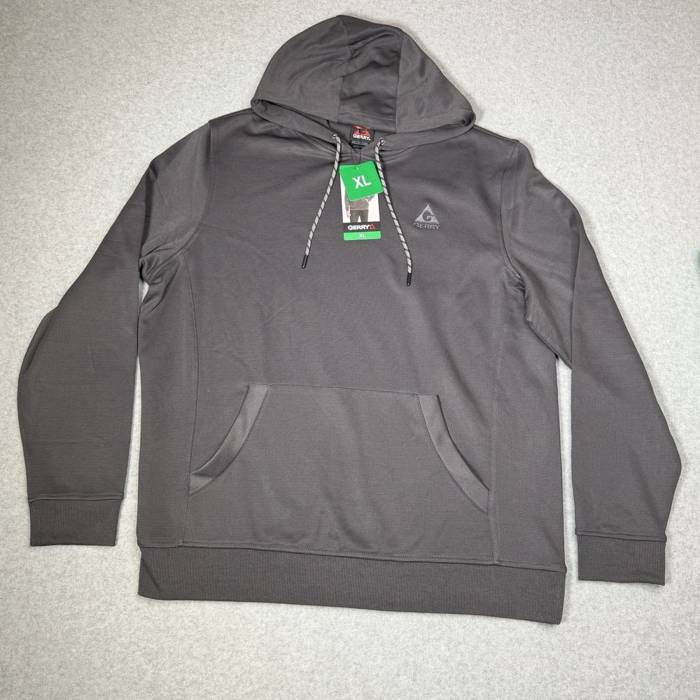 New Gerry Men's XL Gray Performance Lightweight Waffle Knit Textured Hoodie